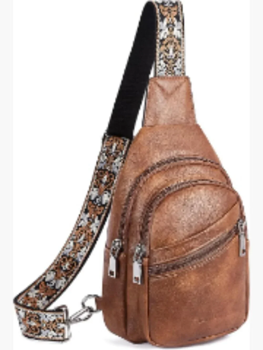 Vegan Leather Crossbody Sling Bag with Adjustable Strap